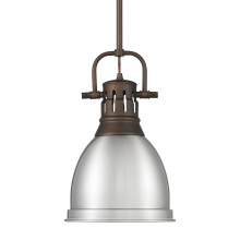 Golden Canada 3604-S RBZ-PW - Yep by Golden Lighting Duncan 1-light 9in Rod Hung Pendant in Rubbed Bronze and Pewter shade